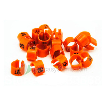 Kunststoffringe mit Nummern von 1 bis 100, mit Clip-System (8x8 mm). Bag 100 Ringe