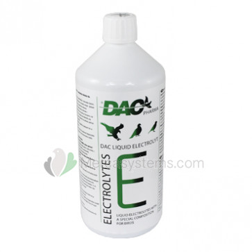 Dac Electrolyt 1000 ml (einzigartige Kombination von Elektrolyten und Mineralien). Für Tauben und Vögel.