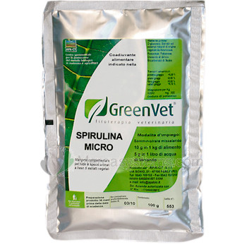 GreenVet Spirulina Micro 100gr, (Begünstigt die färbung der federn)